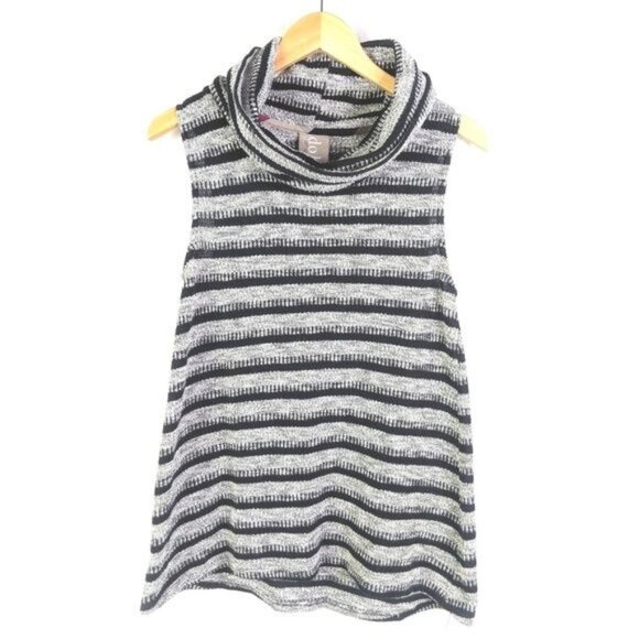 Anthropologie Dolan Cowl Neck Knit Top Women M Black Gray Pullover Career Casual - Picture 3 of 8